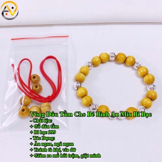 Vòng tay dâu tằm cho trẻ sơ sinh - Vòng dâu cho bé gái mix bạc - Tránh gió xua đuổi tà khí - Bảo hành 12 tháng