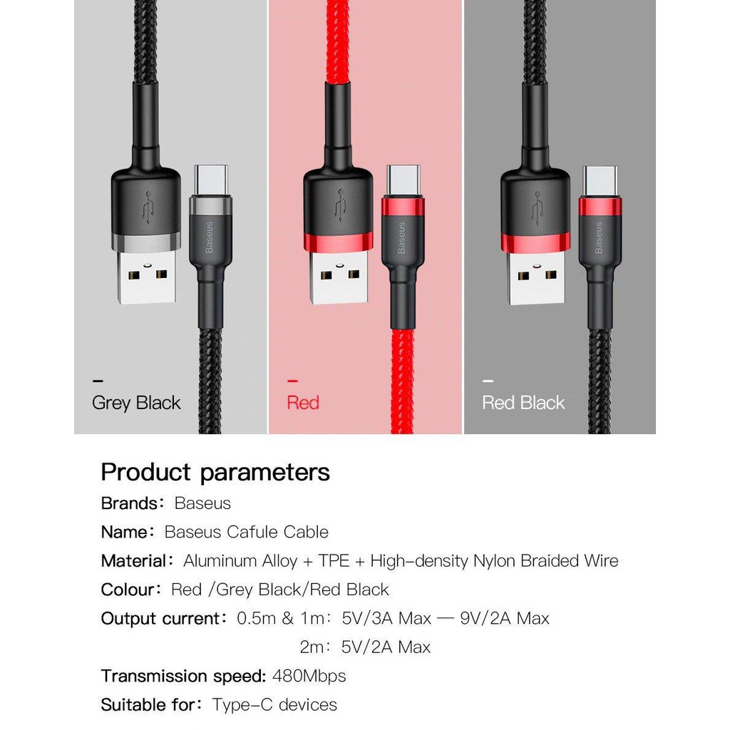 Ảnh Cáp sạc nhanh truyền dữ liệu Baseus Cafule USB to TypeC cho Smart phone - Table/IP15/15 Pro Max/15 Pro/16/6Pro/16promax 4