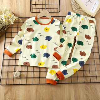 Bộ đồ ngủ dài tay Bộ đồ ngủ trẻ em 100% Cotton giữ ấm cho mùa xuân thu