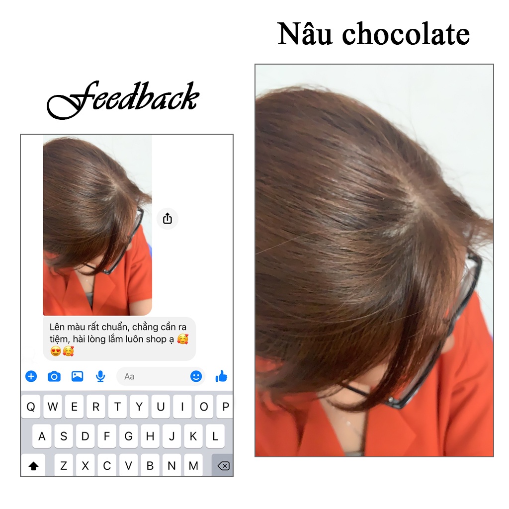 Thuốc nhuộm tóc màu NÂU CHOCOLATE 100ml kem nhuộm lên chuẩn tone
