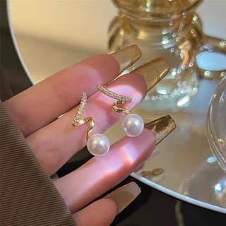 Khuyên Tai Hình Học Đính Kim Cương & Ngọc Trai Thanh Lịch Kiểu Hàn Quốc Thiết Kế