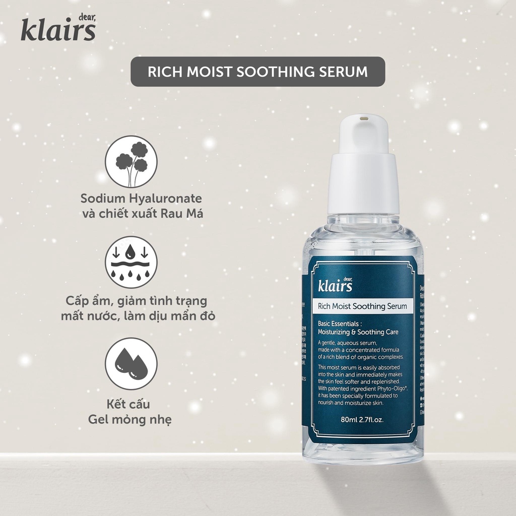 Tinh Chất Dưỡng Ẩm Klairs Rich Moist Soothing Serum 80ml | Shopee Việt Nam