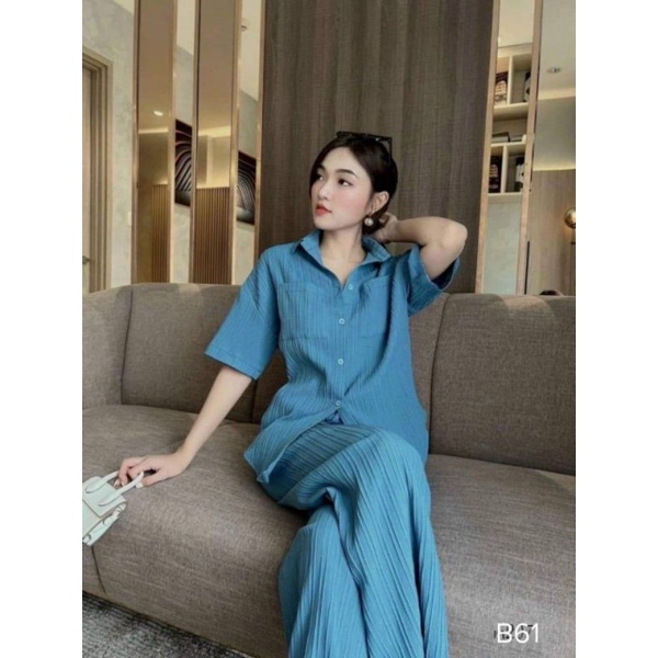 Set bộ đũi gân tay ngắn quần dài thiết kế