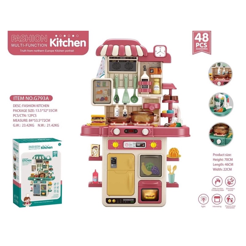 Bộ Đồ Chơi Nấu Ăn Nhà Bếp 48 Chi Tiết Cỡ Lớn Cho Bé Có Nhiều Chức Năng Đồ Chơi Nhà Bếp Nhập Vai Cho Bé PUKAPI
