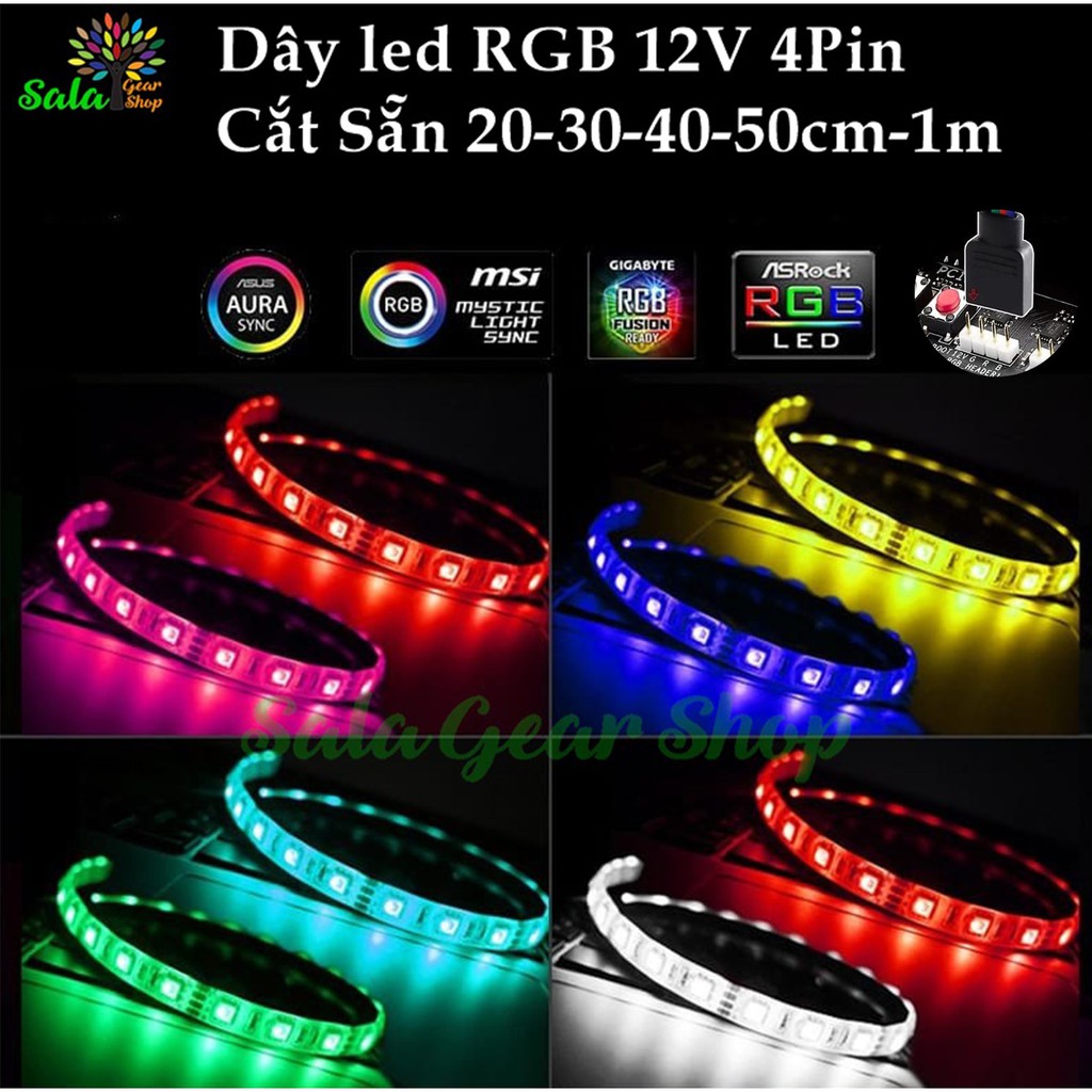 Dây led RGB 12v 4Pin cắt sẵn 20-30-40-50cm, 1m | Shopee Việt Nam