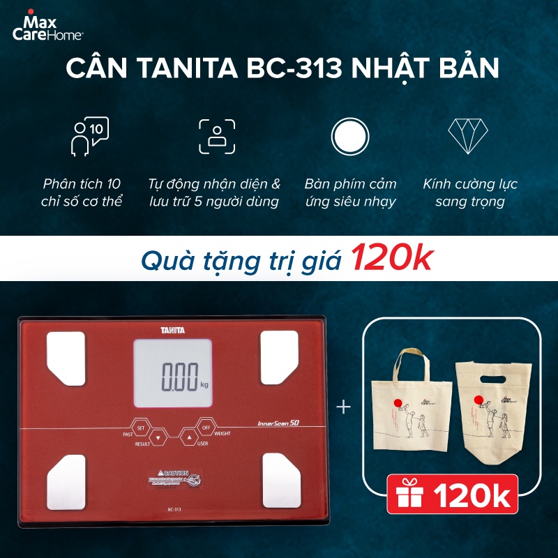 Ảnh Cân phân tích 10 chỉ số cơ thể Tanita BC313 tự động nhận diện người dùng, chính hãng Nhật Bản 3