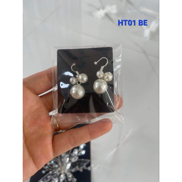 Hoa tai phối hạt ngọctrai, Bông tai cô dâu, Phụ kiện cô dâu, Phụ kiện cưới, Sỉ phụ kiện Khánh Huyền