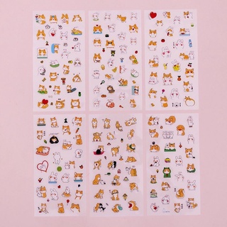 [lẻ 1 tấm] Sticker nhựa dễ thương 🐻💕 mẫu thỏ và shiba 🐰x🐶 mèo con 😻 diy, bujo, quà tặng