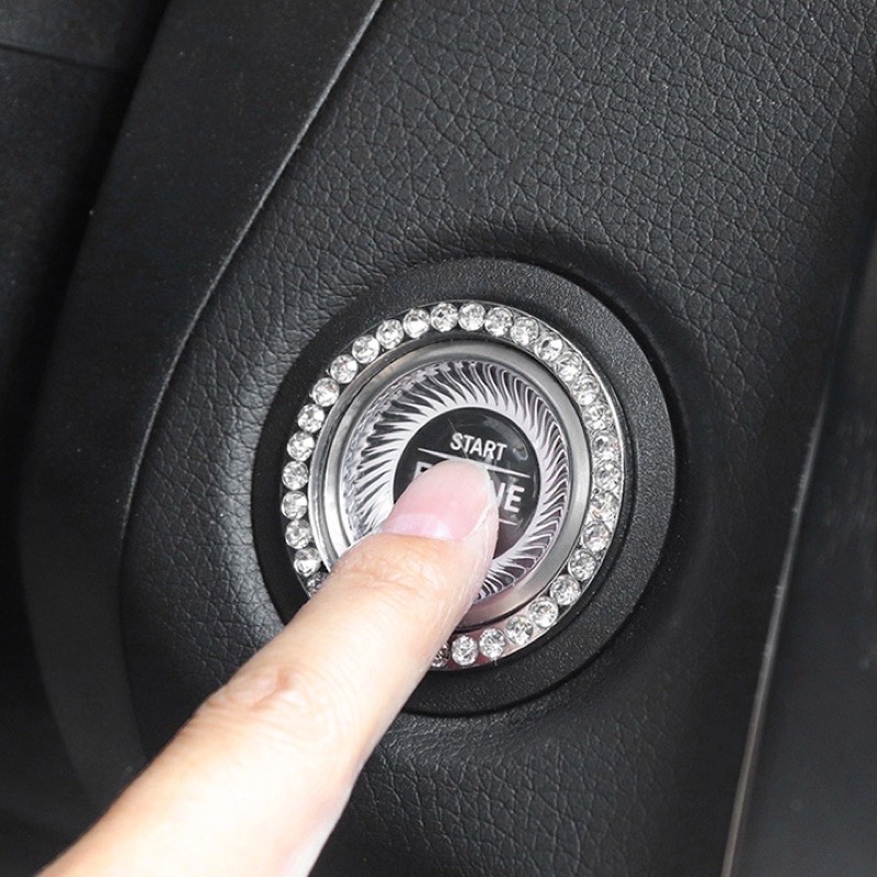 vòng đính đá trang trí nút khởi động Start stop ổ khoá xe ô tô