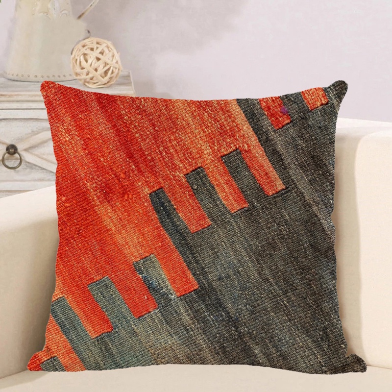 Vỏ gối sofa vải lanh in một mặt họa tiết thổ cẩm kiểu vintage