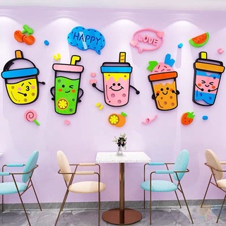 Decal dán tường hình trà sữa trang trí quán cafe, trà sữa, đồ ăn ...