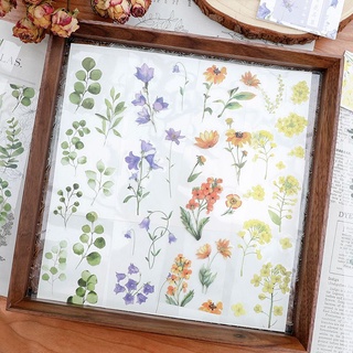 6 Bảng sticker trong suốt hình hoa lá trang trí, QNshop nguyên liệu handmade