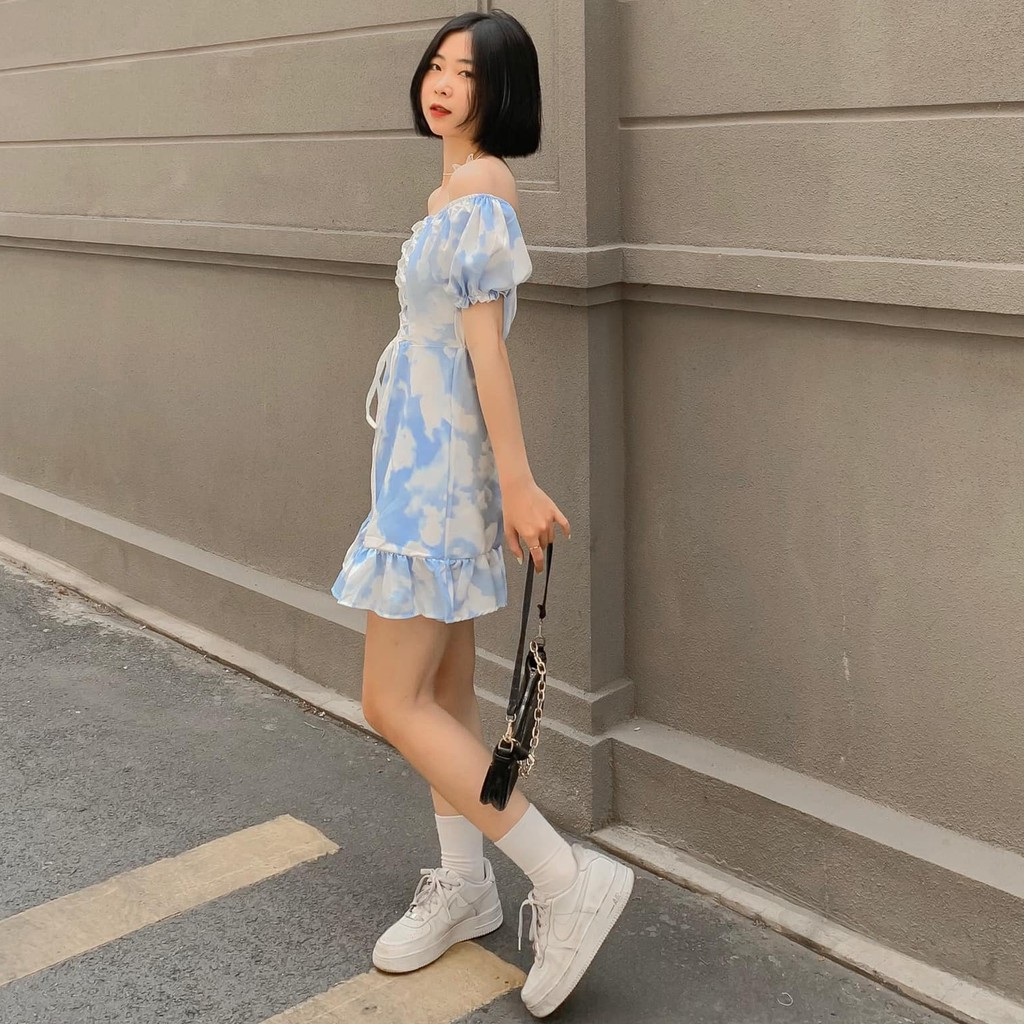 ĐẦM LOAN XANH ĐAN NƠ NGỰC - JANI DRESS