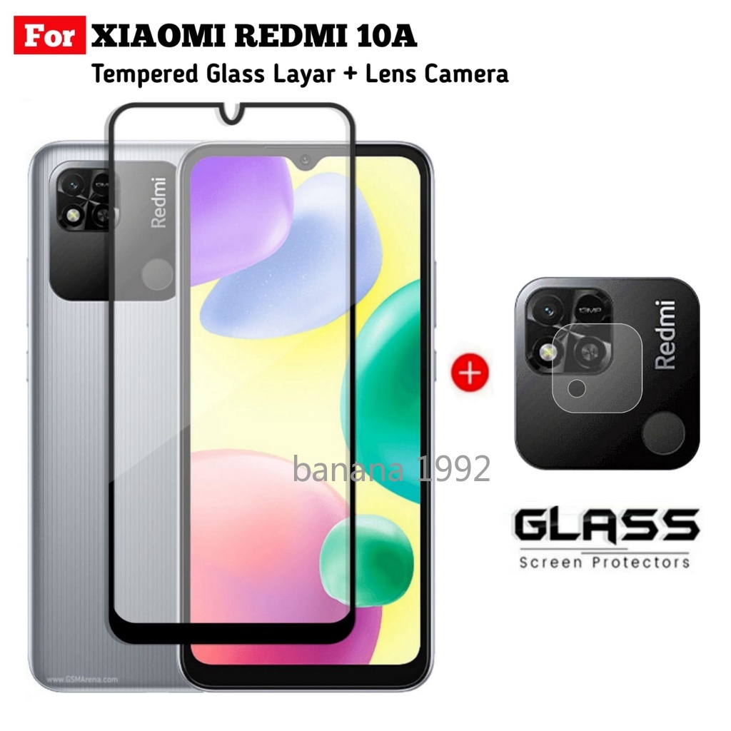 Kính cường lực 2in1 Redmi 10A cho Redmi 10 A Màn hình danh sách đen chống trầy xước MIỄN PHÍ Ống kính máy ảnh Mặt sau màu di động