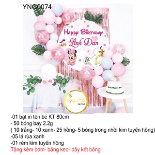 Sét trang trí sinh nhật cho bé kèm bạt in tên bé , YẾN NHI SHOP