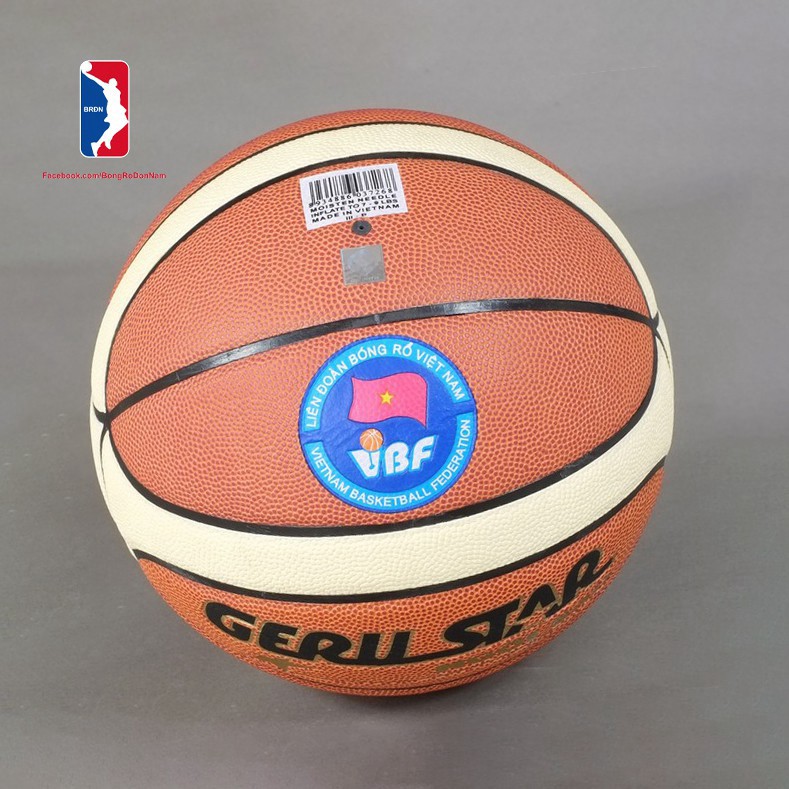 Bóng rổ da Geru Star bản Federation- Size 6 - Tặng kèm Kim bơm + Túi lưới Bóng thi đấu chính thức Liên Đoàn Bóng Rổ Việt