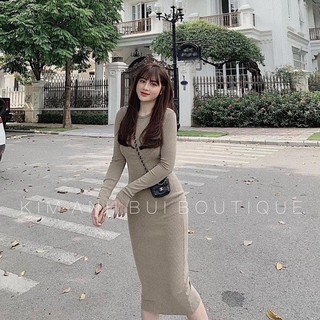 Đầm Body Trơn Tăm Nhung Dài Tay 5 Màu Siêu Xinh, Váy Ôm Nữ Thu Đông Dự Tiệc Sang Trọng Rẻ Và Đẹp