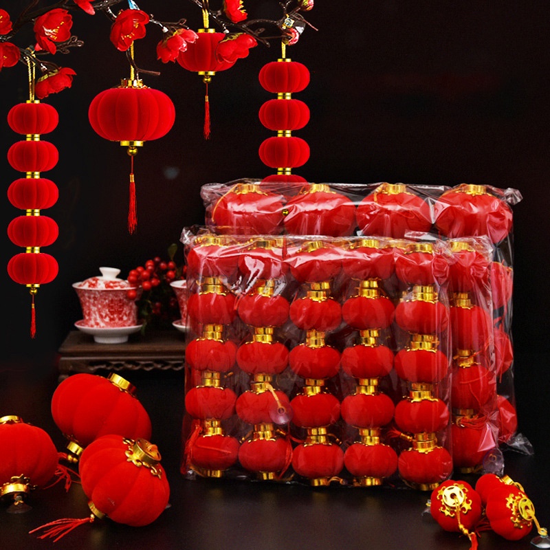 Lồng đèn đỏ mini bằng nhựa phong cách Trung Hoa trang trí năm mới