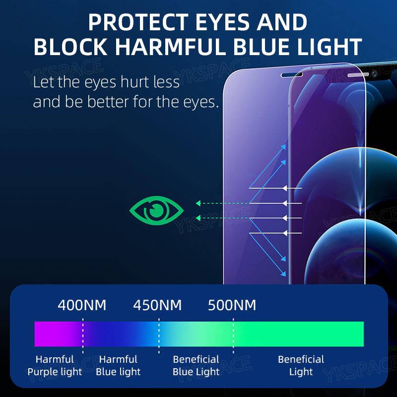 Kính Cường Lực 9H Chống Ánh Sáng Xanh Cho iPhone 13 12 11 Pro MAX Mini X XS MAX XR SE 2022 2020 6 6s 7 8 Plus