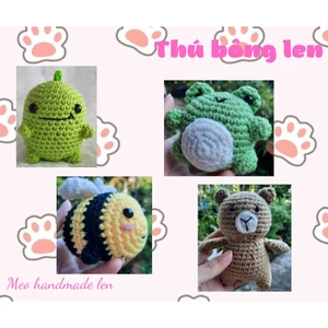Khủng long xanh, ong vàng, ếch tròn, gấu - Handmade len - Amigurumi (có chuông)