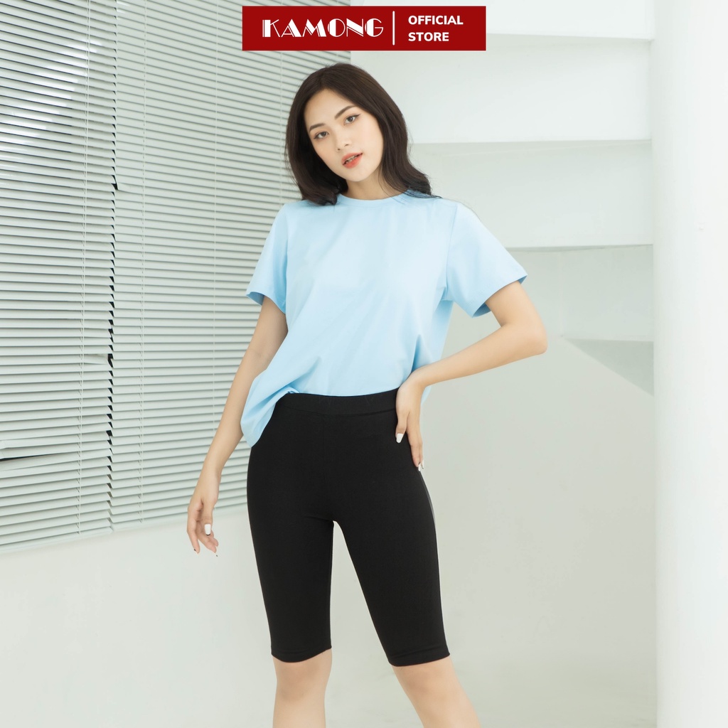Ảnh Quần legging ngố nữ KAMONG vải cotton dẻo co dãn tốt cạp cao dáng lửng ngắn LG002 3