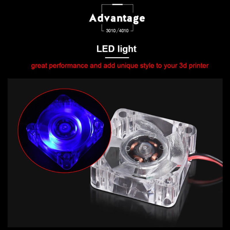Quạt Tản Nhiệt 2510 3010 4010 12v 24v Có Đèn Led Phát Sáng Không Gây Tiếng Ồn Cho Máy In 3d