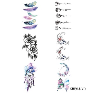 🌺xinyia🌺Hình Xăm Dán Họa Tiết Hoa Bướm/Hoa Hồng Chống Thấm Nước Cho Cơ Thể