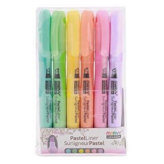 MARVY - Bút light sáng/ Bút Dạ Quang Marvy gồm 6 màu mực Pastel - bán lẻ và bán bộ ♥ Bút Highlight thân cao - thân thấp