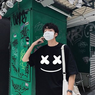 Áo thun Unisex Nam Nữ Mặt Cười màu đen Hàn Quốc