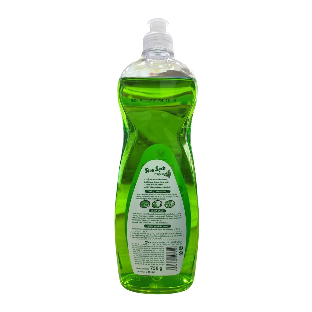 Ảnh Nước rửa chén siêu sạch hương trà LIX 750g N8107 thơm mát sạch bóng vết dầu mỡ 3