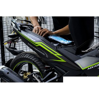 Tem trùm exciter 150 đen chỉ xanh lá mẫu mới, độ team trùm decal xe máy ex dán đời 2015-2020
