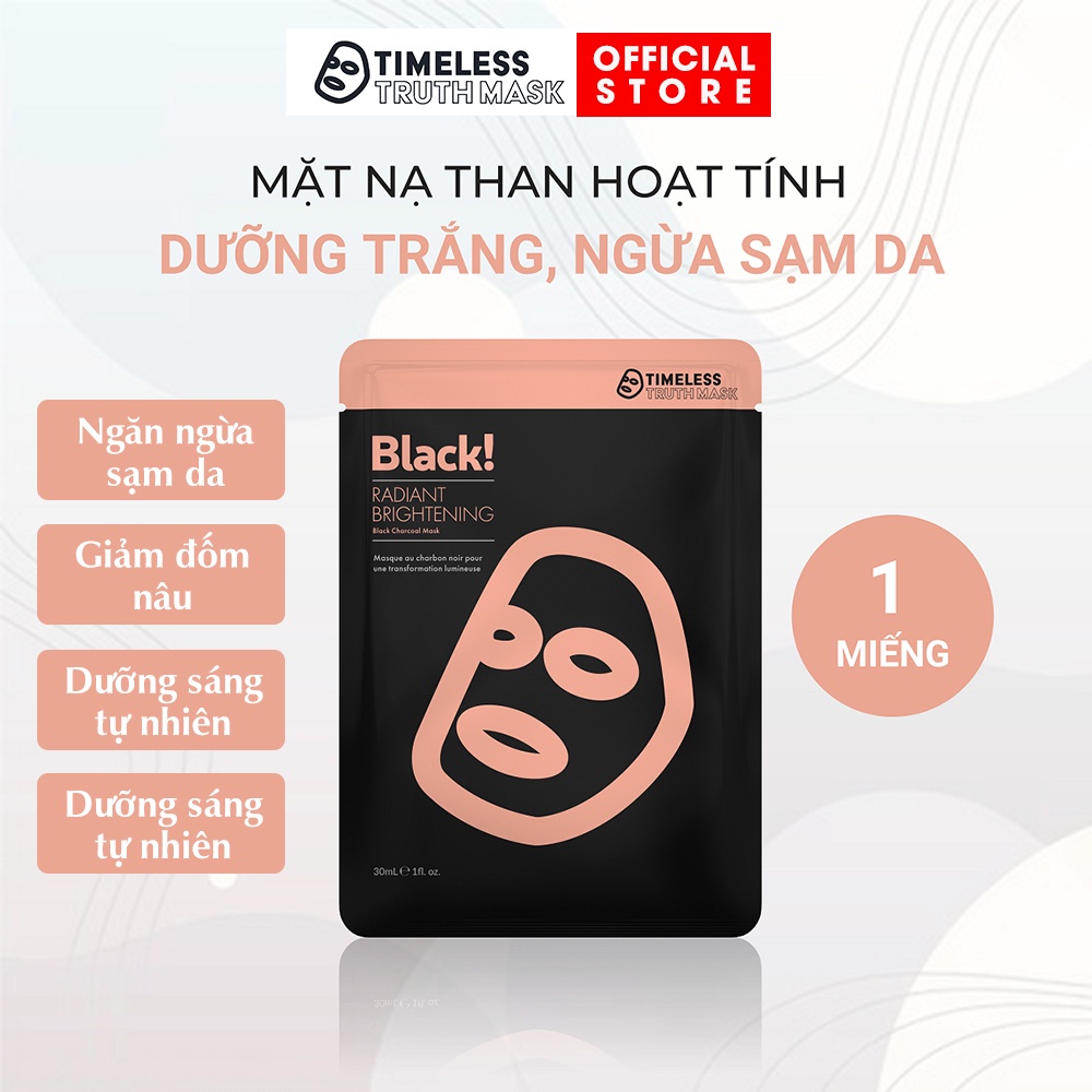 Ảnh Mặt nạ than hoạt tính dưỡng trắng, ngừa sạm da Timeless Truth Mask - Black Radiant (30ml/miếng) 2