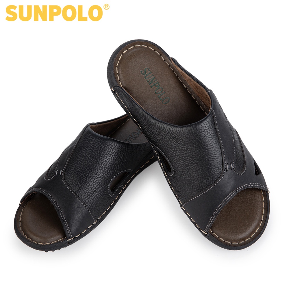 Ảnh Dép quai ngang nam da bò SUNPOLO DQN032 4