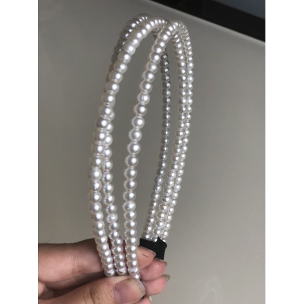 Cài tóc ngọctrai 3 sợi độc đáo, cài tóc thời trang, băng đô tóc thời trang, phụ kiện thời trang