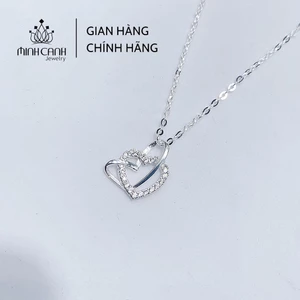 Vòng Cổ Bạc Minh Canh Jewelry Hai Trái Tim Lồng Nhau