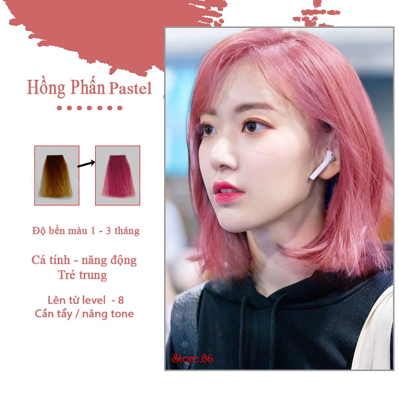 Thuốc nhuộm tóc màu HỒNG PASTEL 100ML  màu nhuộm lên mầu chuẩn tone