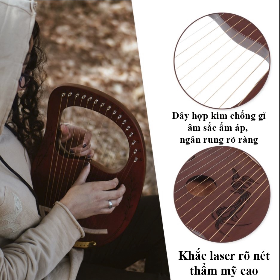 Đàn Lyre 16 dây 19 dây  - Tặng full phụ kiện