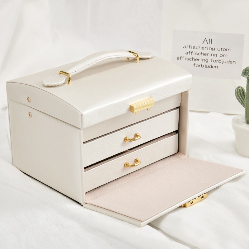 Hộp đựng trang sức CASEGRACE bằng vải nhung có gương soi