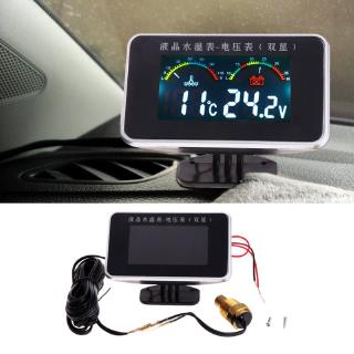 Vôn Kế Điện Tử Kiêm Đồng Hồ Đo Nhiệt Độ 12v/24v 2 Trong 1 17mm Cho Xe Hơi Chất Lượng Cao