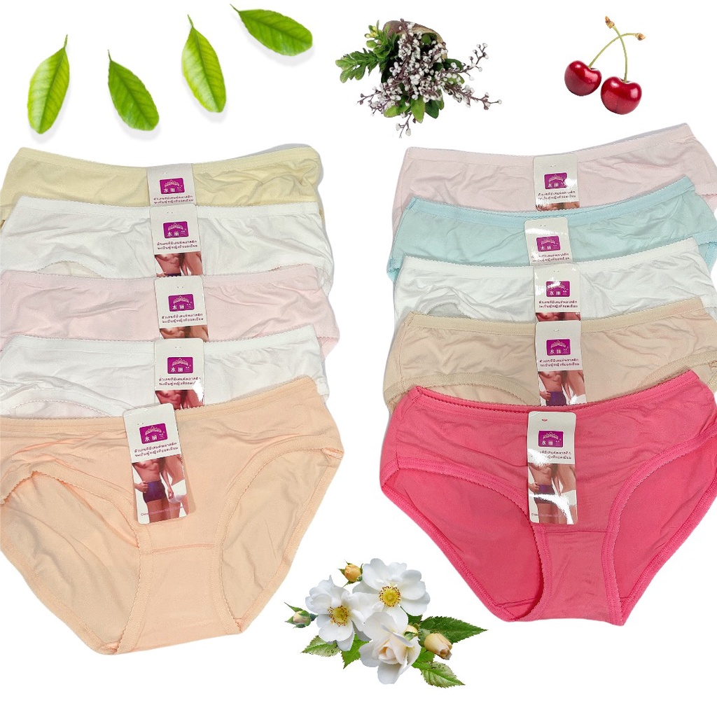 Combo 10 quần lót nữ cotton mịn, viền răng cưa, thấm hút mồ hôi và co giãn, size dưới 63kg