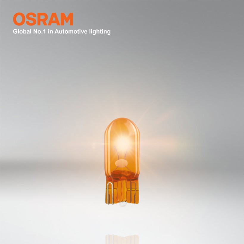 Combo 2 Bóng Đèn Chân Ghim Nhỏ 1 Tim OSRAM Original T10 WY5W 12V 5W Màu Vàng