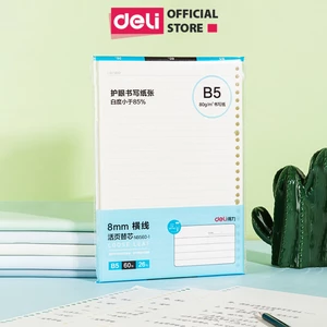 Ruột Sổ Còng Giấy Refill A5 B5 A4 Deli - Kẻ Ngang/ Caro - Giấy Chống Lóa 100/ 120 Trang - Sổ Planner Bullet Journal