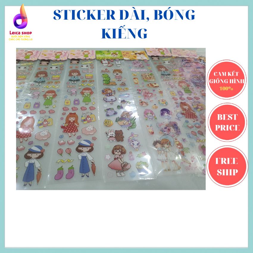 Sticker dài bóng kiếng, nhiều mẫu, cắt sẵn , to rõ, dính tốt ...