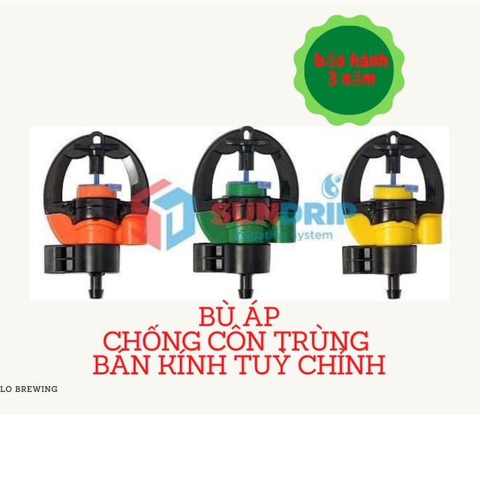 Béc tưới T700 Bù áp tưới phun mưa, Chống Côn Trùng, Bán kính to nhỏ 30-60-90-135-200l/h tặng kèm nối 6mm
