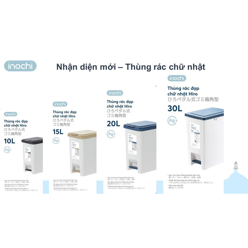 Thùng rác đạp chữ nhật Inochi 10L (tiêu chuẩn Nhật Bản) | Shopee Việt Nam