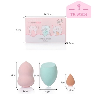Bộ 3 mút trang điểm Malian Heo Hồng
