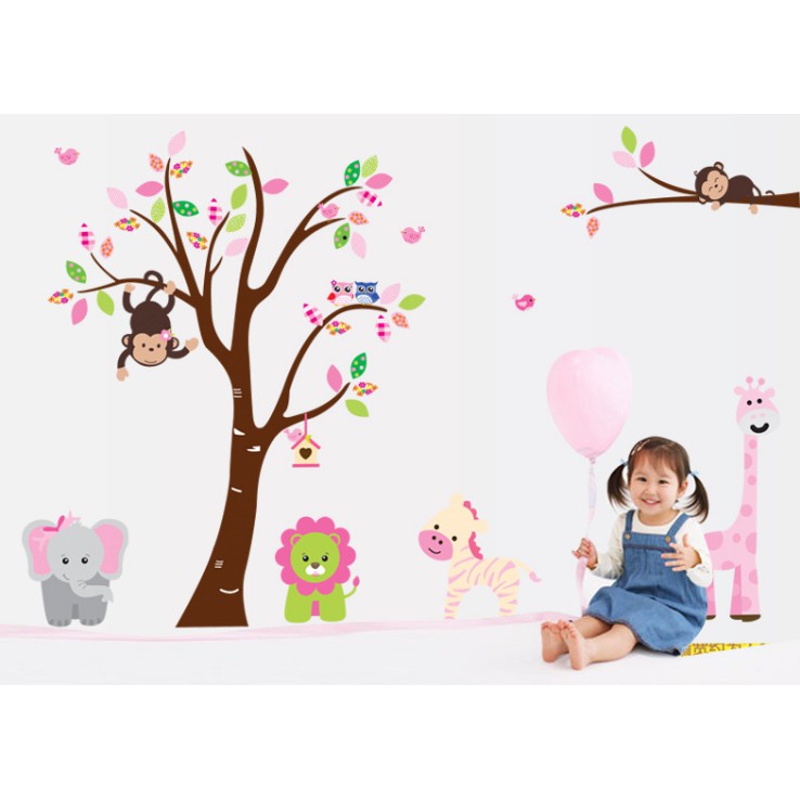 Decal dán tường Cây và Động Vật ( Hàng Cao Cấp )