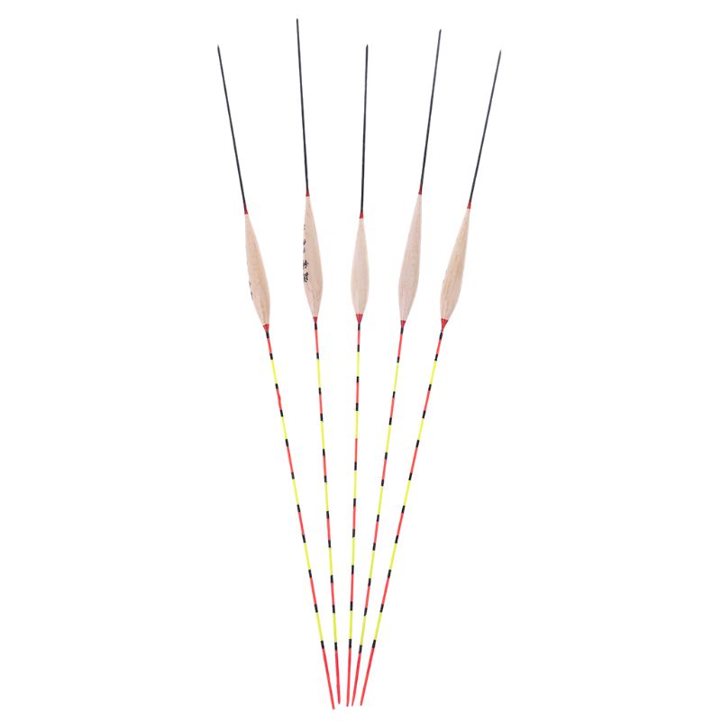 Set 5 phao câu cá phát sáng ban đêm bằng gỗ kèm chì tiện dụng