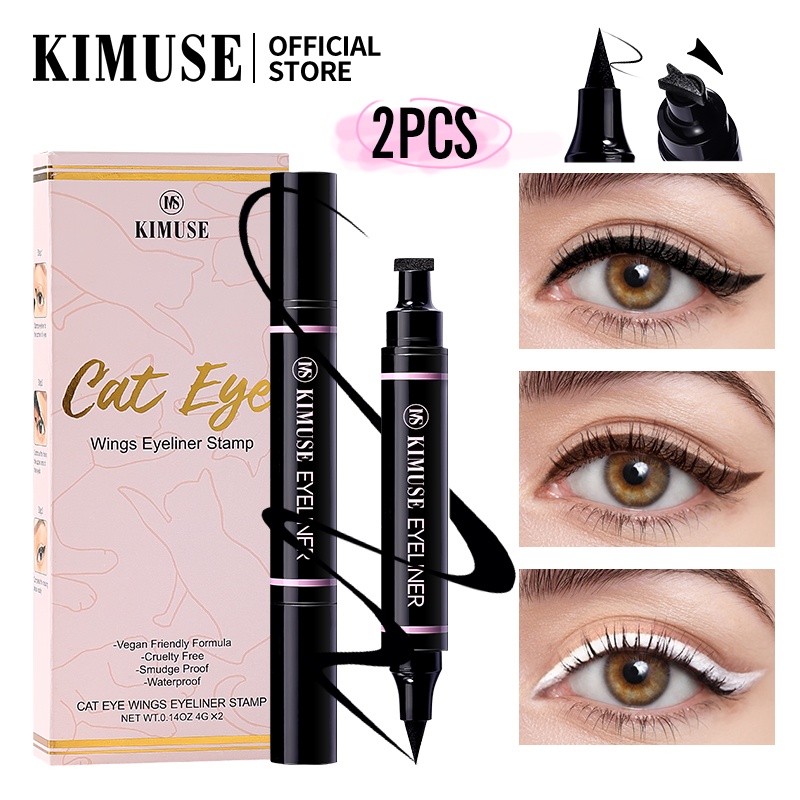 Ảnh Set 2 bút kẻ mắt KIMUSE kháng nước có đầu vẽ đuôi mắt trang điểm làm đẹp độc đáo 2