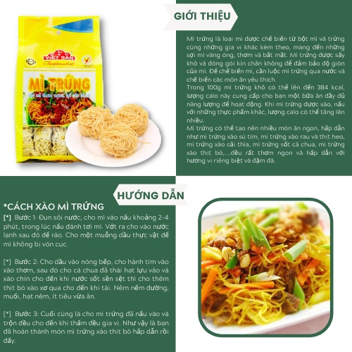 Mì Trứng Vắt Việt San 400g - Sợi Tròn Nhỏ Dai Ngon Nấu Mì Nước Xào Hải Sản Tiện Lợi Cho Gia Đình